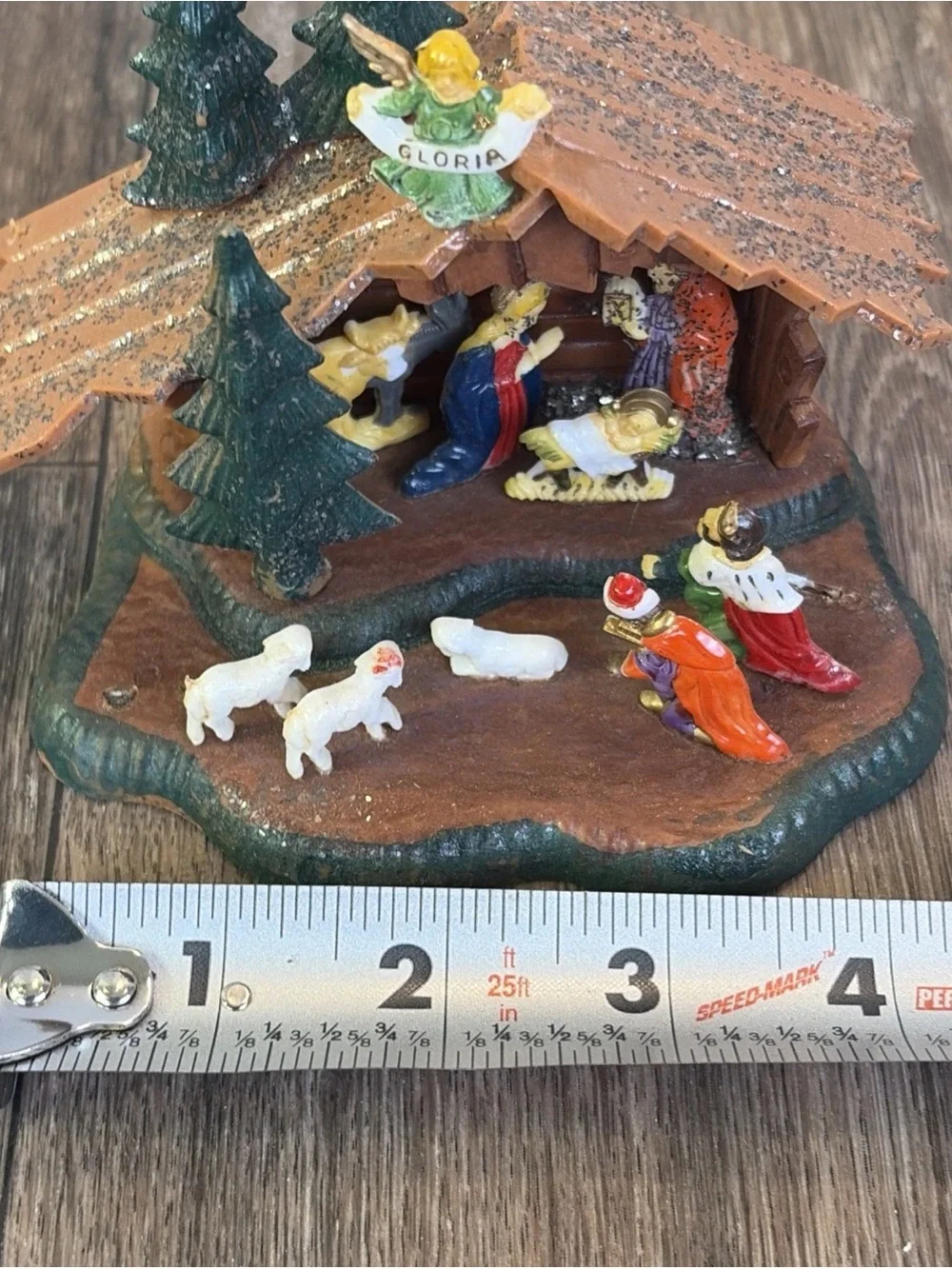 Vtg 1960's Shiny Brite Xmas Plastic Nativity Scene Diorama Germany - READ -